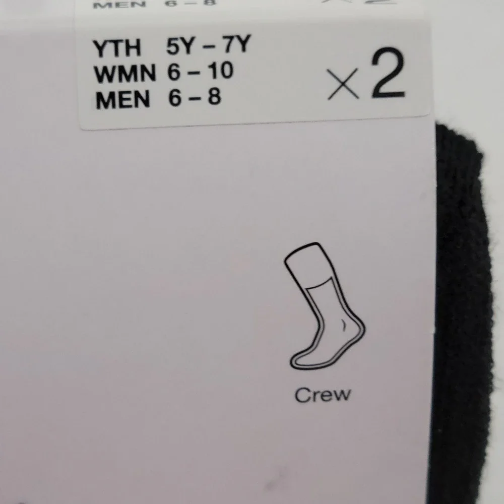 Nike Training Multiplier Crew Socks 2 Pack Women 6-10 Men Size 6-8 Youth 5Y-7Y